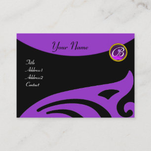 Tarjeta De Visita MONOGRAMA DE ALAS ELEGANTES, AMETISTA DE PURPLE, v