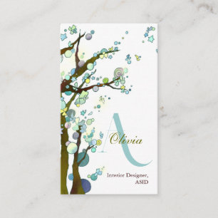 Tarjeta De Visita Monograma de árboles líricos personalizado