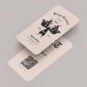Tarjeta De Visita Monograma de arena de artista de tatuaje moderno