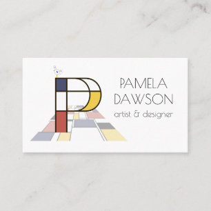 Tarjeta De Visita Monograma de arte estilo Neoplasticismo. Letra P