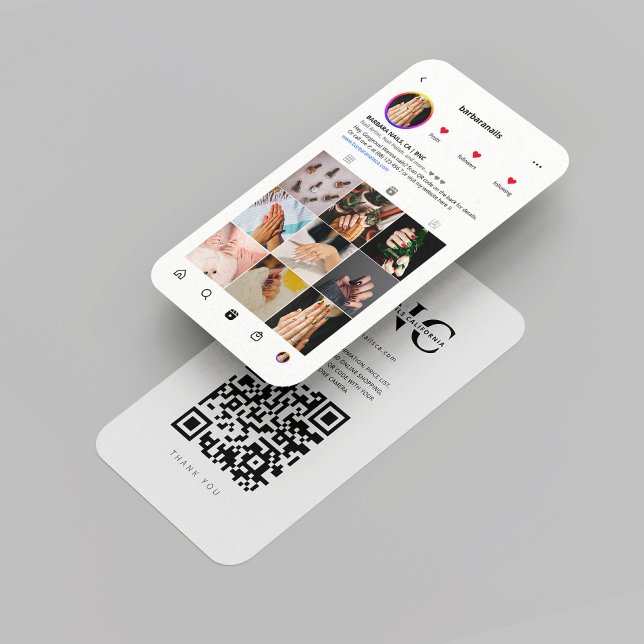 Tarjeta De Visita Monograma de artista moderno de uñas en Instagram (Modern Nail Artist Instagram Nails Beauty Salon Professional White Business Card
)