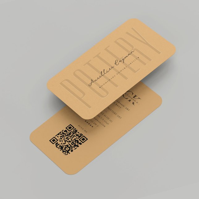 Tarjeta De Visita Monograma de azúcar marrón de cerámica moderna de  (Modern Pottery Ceramic Artist Brown Sugar Monogram Business Card
)