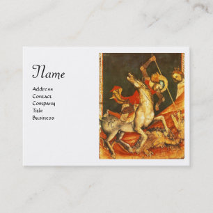 Tarjeta De Visita Monograma de batalla y dragón de San Jorge, blanco