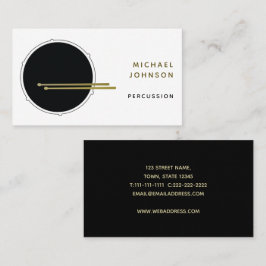Tarjeta De Visita Monograma de Baterista de Oro Negro