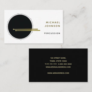 Tarjeta De Visita Monograma de Baterista de Oro Negro