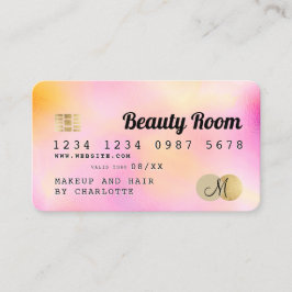 Tarjeta De Visita Monograma de belleza femenina de color rosa perla 