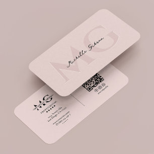 Tarjeta De Visita Monograma de belleza rosada profesional mínima