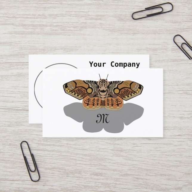 Tarjeta De Visita Monograma de Brahmin Moth (Anverso/Reverso In Situ)