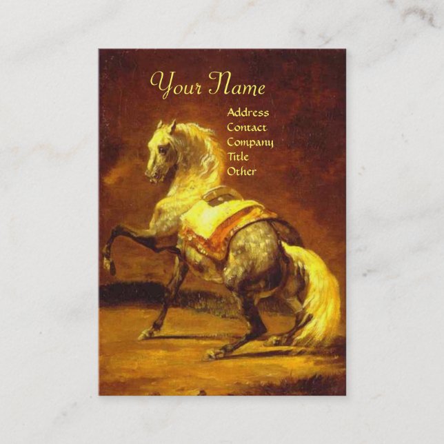 Tarjeta De Visita Monograma de CABALLO GRIS, negro (Anverso)