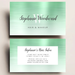 Tarjeta De Visita Monograma de cabello de metal cepillado con ombre 