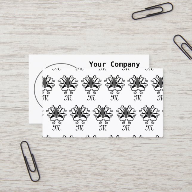 Tarjeta De Visita Monograma de calamar gris (Anverso/Reverso In Situ)