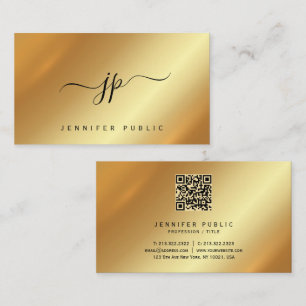 Tarjeta De Visita Monograma de Caligrafía Seda de Lujo Oro Premium