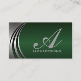 Tarjeta De Visita Monograma de captación de ojos verde y gris platea