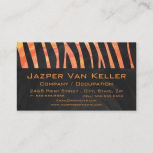Tarjeta De Visita Monograma de cebra negra y naranja