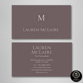 Tarjeta De Visita Monograma de Círculo Taupe Elegante