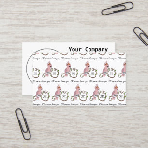 Tarjeta De Visita Monograma de Cockatoo rosa caprichoso