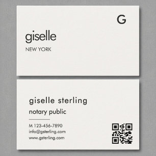 Tarjeta De Visita Monograma de código QR de lujo público de notario 