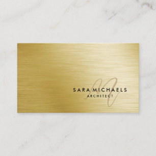 Tarjeta De Visita Monograma de Construcción de Arquitecto Falso Oro