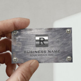 Tarjeta De Visita Monograma de construcción Grunge profesional Metal