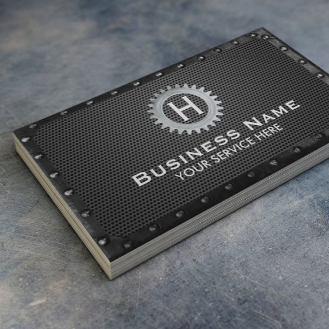 Tarjeta De Visita Monograma de construcción Metalizado oscuro enmarc (Subido por el creador)