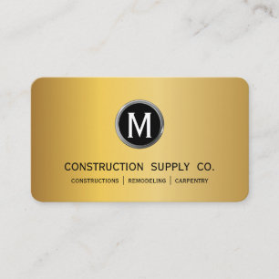 Tarjeta De Visita Monograma de construcción moderna LOGO Oro negro M