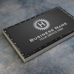 Tarjeta De Visita Monograma de construcción oscuro Metalizado enmar