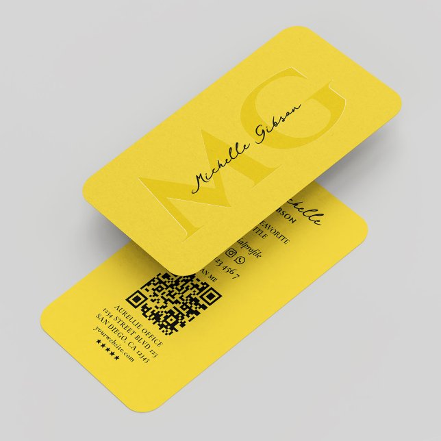 Tarjeta De Visita Monograma de construcción profesional Amarillo mod (Professional Construction Monogram Yellow Modern Business Card
)