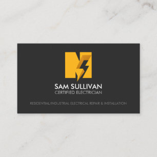Tarjeta De Visita Monograma de contratista eléctrico N