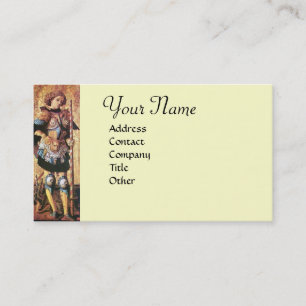 Tarjeta De Visita Monograma de Crema de SAN JORGE Y DRAGÓN