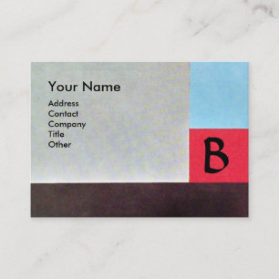 Tarjeta De Visita MONOGRAMA DE CUADRADOS ABSTRACTOS, rojo azul gris