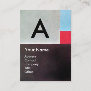 Tarjeta De Visita MONOGRAMA DE CUADRADOS ABSTRACTOS, rojo azul gris