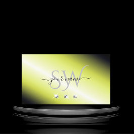 Tarjeta De Visita Monograma de diamantes brillantes de plata amarill