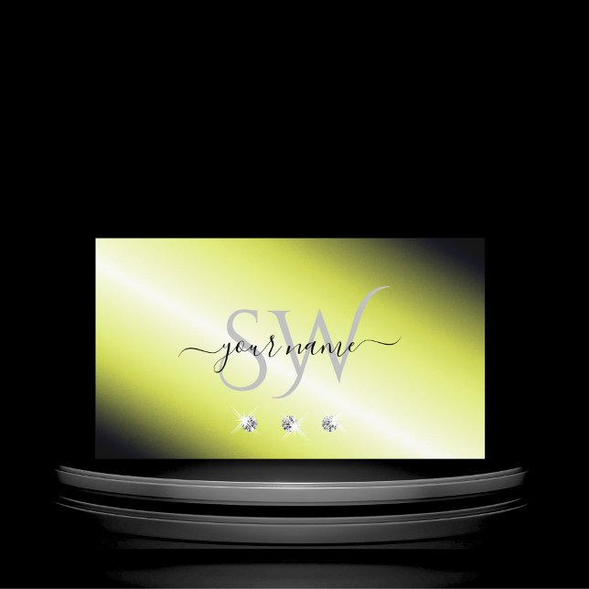Tarjeta De Visita Monograma de diamantes brillantes de plata amarill (Subido por el creador)