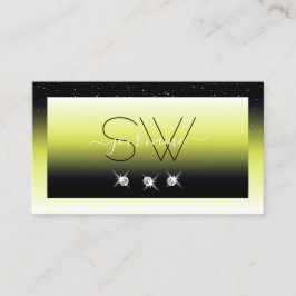 Tarjeta De Visita Monograma de diamantes de espuma de naranja negro 