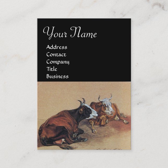 Tarjeta De Visita MONOGRAMA DE DOS VACAS MINAS, negro (Anverso)