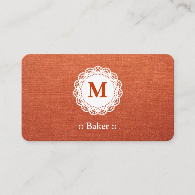 Tarjeta De Visita Monograma de encaje elegante de Baker (Anverso)