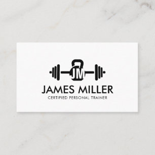 Tarjeta De Visita Monograma de entrenador de fitness mínimo de Guay