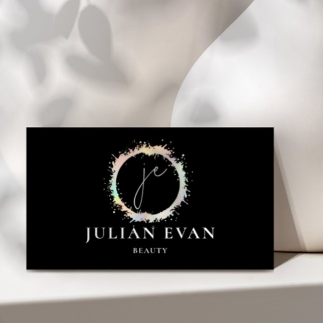 Tarjeta De Visita Monograma de escritura a mano Holograma negro (Subido por el creador)