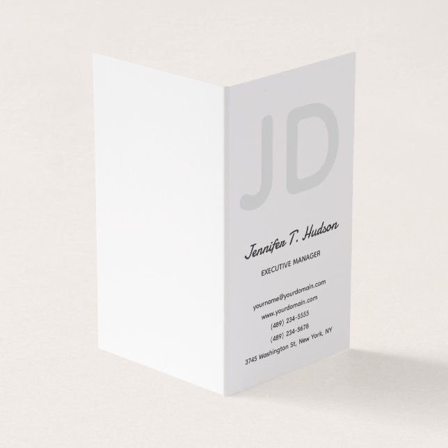 Tarjeta De Visita Monograma de escritura clásica de moda (Exterior)