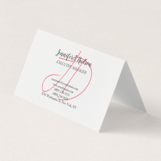 Tarjeta De Visita Monograma de escritura clásica de moda (Anverso)