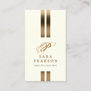 Tarjeta De Visita Monograma de escritura de banda de oro elegante de