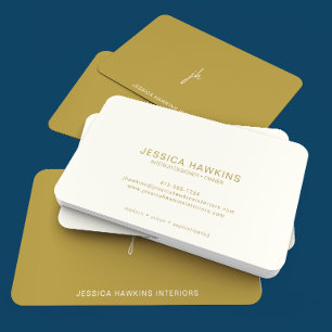 Tarjeta De Visita Monograma de escritura simple elegante oro