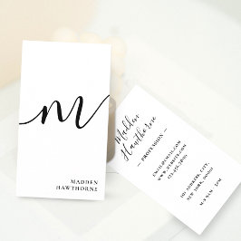 Tarjeta De Visita Monograma de escritura simple profesional moderno