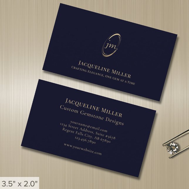 Tarjeta De Visita Monograma de escritura simple y elegante (Subido por el creador)