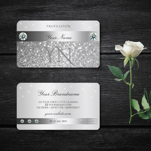 Tarjeta De Visita Monograma de estrellas brillantes Purpurinas plate (Subido por el creador)