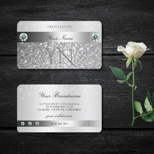 Tarjeta De Visita Monograma de estrellas brillantes Purpurinas plate
