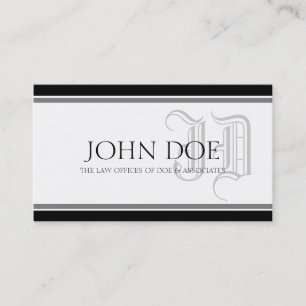 Tarjeta De Visita Monograma de fantasía de plata de abogado