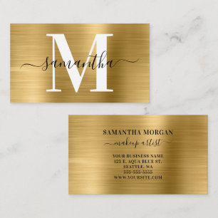 Tarjeta De Visita Monograma de Firma Dorado Brillante