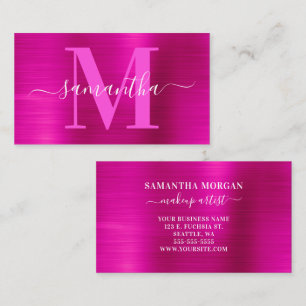 Tarjeta De Visita Monograma de firma Rosa Brillante con Brillo