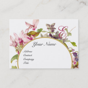 TARJETA DE VISITA MONOGRAMA DE FLORAL ROMÁNTICA DE CICLOS ROMÁNTICOS